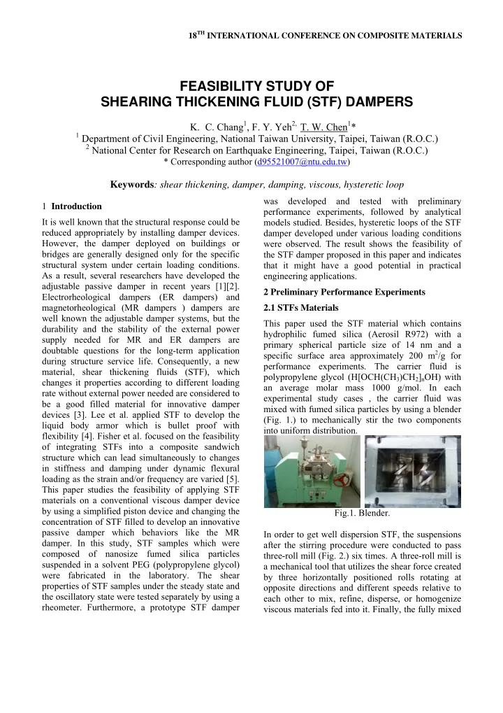 feasibility study of shearing thickening fluid stf dampers
