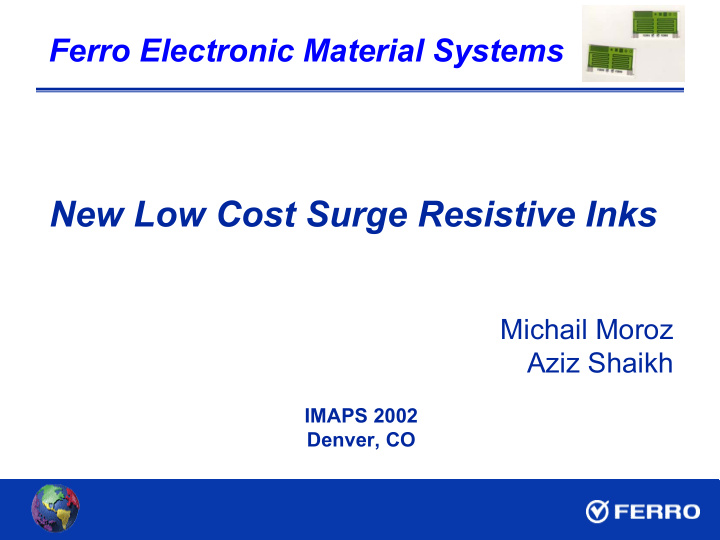 new low cost surge resistive inks