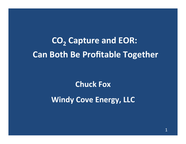 co 2 capture and eor