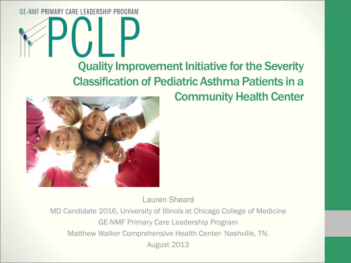 quality improvement initiative for the severity