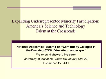 Expanding Underrepresented Minority Participation: Americas Science and Technology  Talent at