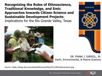 Traditional Knowledge, and Emic  Approaches towards Citizen Science and Sustainable Development