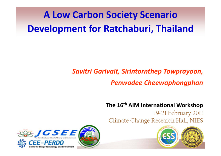 a low carbon society scenario development for ratchaburi
