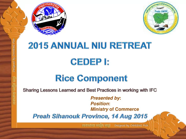 presented by position ministry of commerce