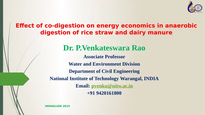 dr p venkateswara rao