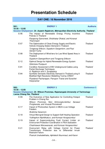 Presentation Schedule DAY ONE: 16 November 2016  S01:  ENERGY 1 Auditoria 10:30  12:00 Session