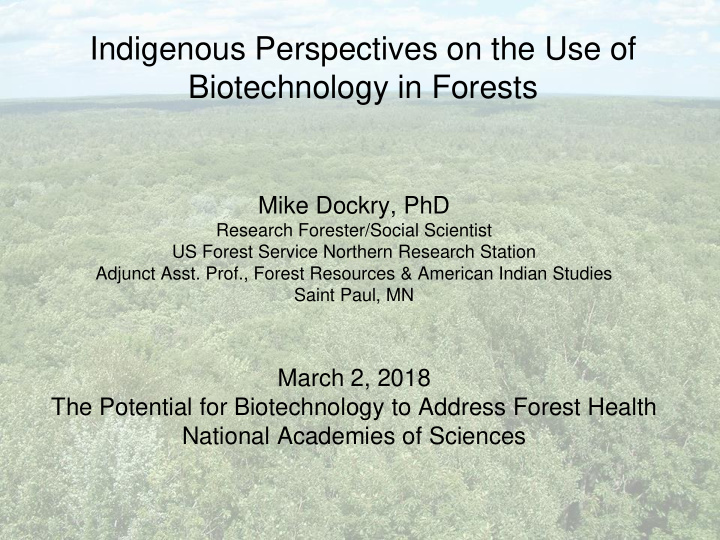 biotechnology in forests