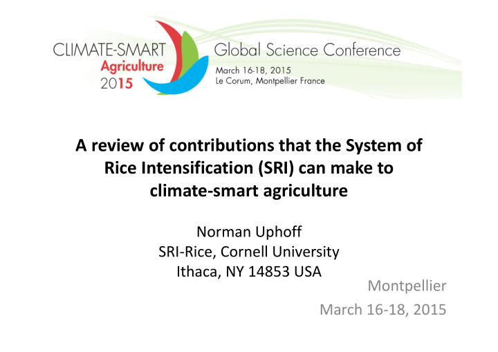 a review of contributions that the system of rice