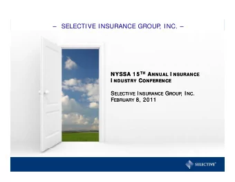 SELECTIVE INSURANCE GROUP  , INC.  NYSSA 1 5 TH A NNUAL I NSURANCE NYSSA 1 5 TH A NNUAL I