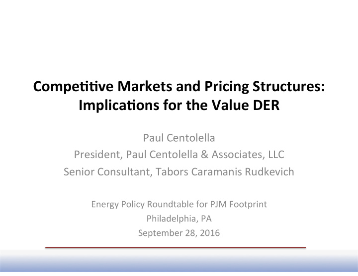 compe ve markets and pricing structures implica ons for