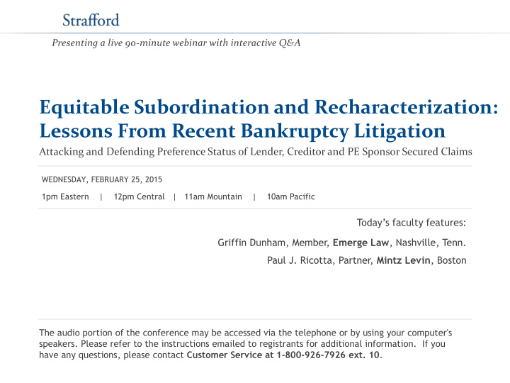 equitable subordination and recharacterization lessons