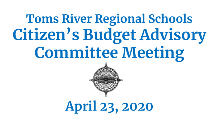 citizen s budget advisory committee meeting