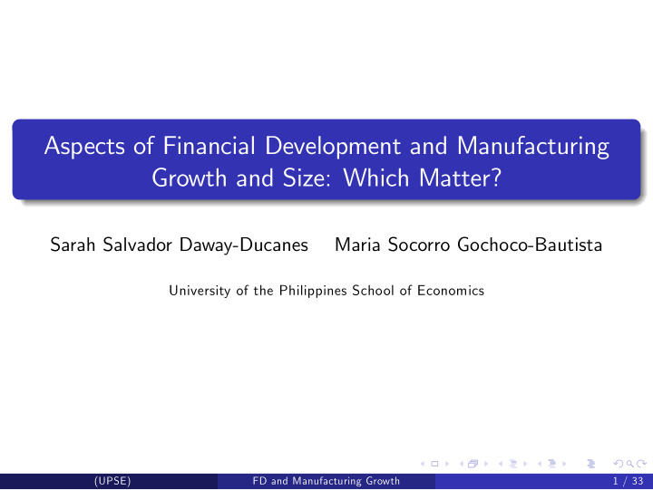 aspects of financial development and manufacturing growth