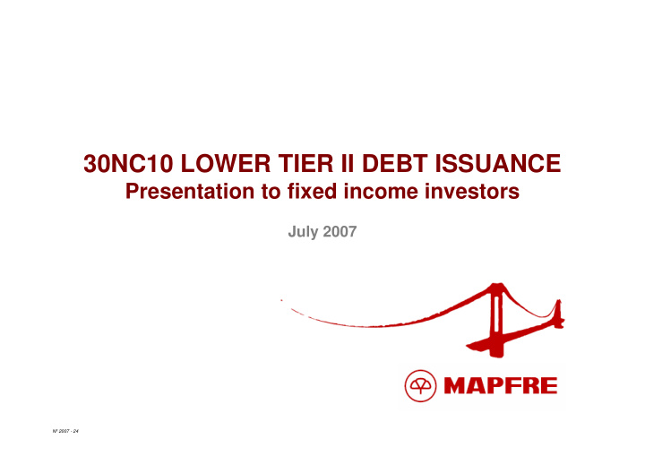30nc10 lower tier ii debt issuance