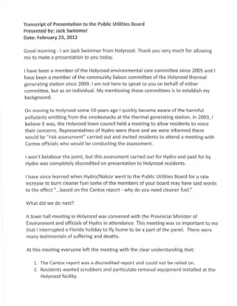 said &quot; in the long term the current level of emissions from the Holyrood facility is