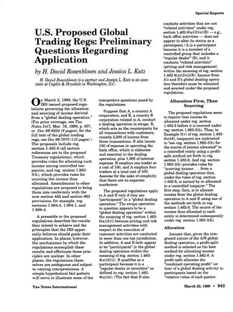 Special  Reports  conducts activities that are not  &quot;related activities&quot; under reg.