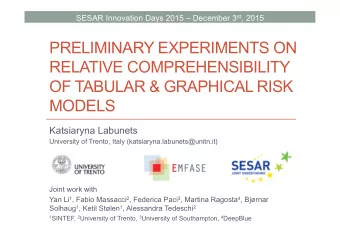 PRELIMINARY EXPERIMENTS ON  RELATIVE COMPREHENSIBILITY  OF TABULAR &amp; GRAPHICAL RISK  MODELS