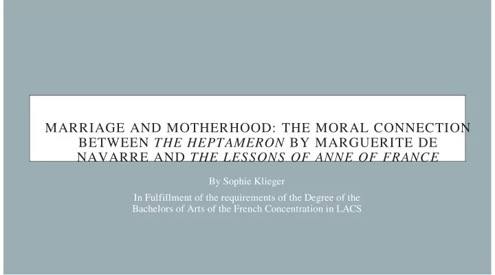 marriage and motherhood the moral connection between the
