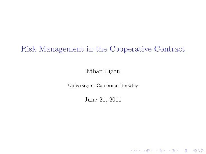 risk management in the cooperative contract