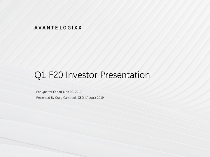 q1 f20 investor presentation