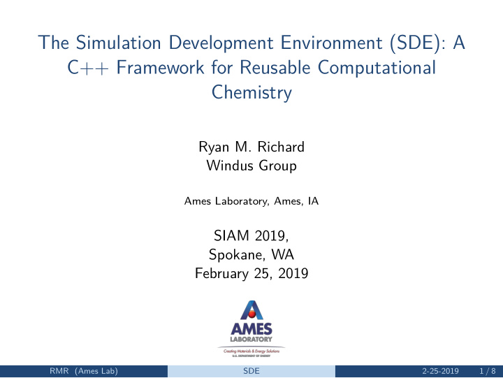 the simulation development environment sde a c framework