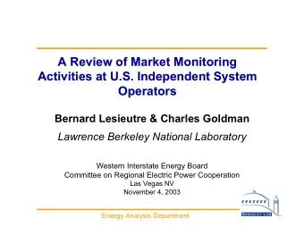 A Review of Market Monitoring  A Review of Market Monitoring  Activities at U.S. Independent System
