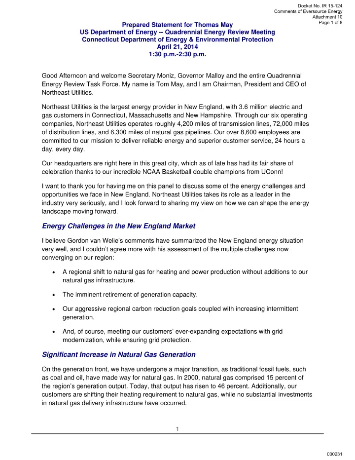 energy challenges in the new england market