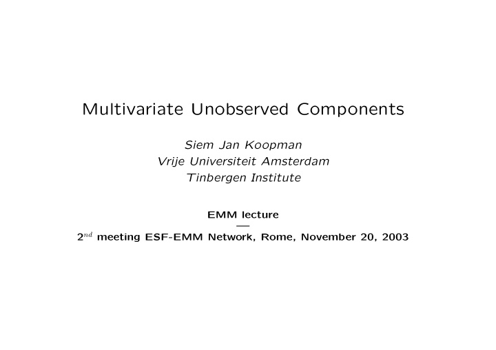 multivariate unobserved components