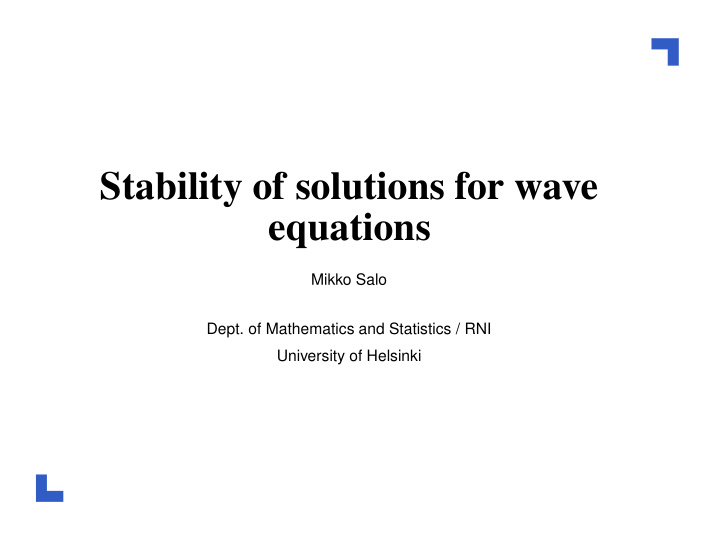 stability of solutions for wave equations