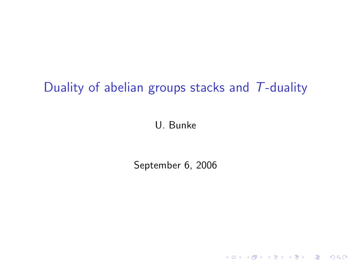 duality of abelian groups stacks and t duality