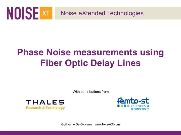 phase noise measurements using fiber optic delay lines