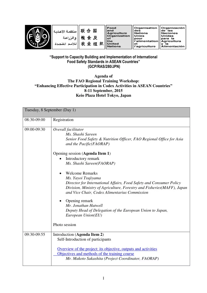 support to capacity building and implementation of