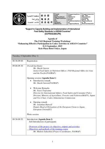 Support to Capacity Building and Implementation of International Food Safety Standards in ASEAN