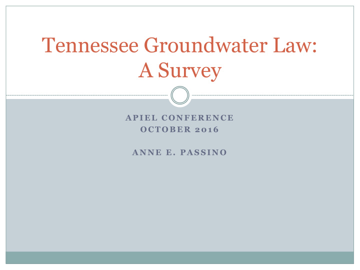 tennessee groundwater law