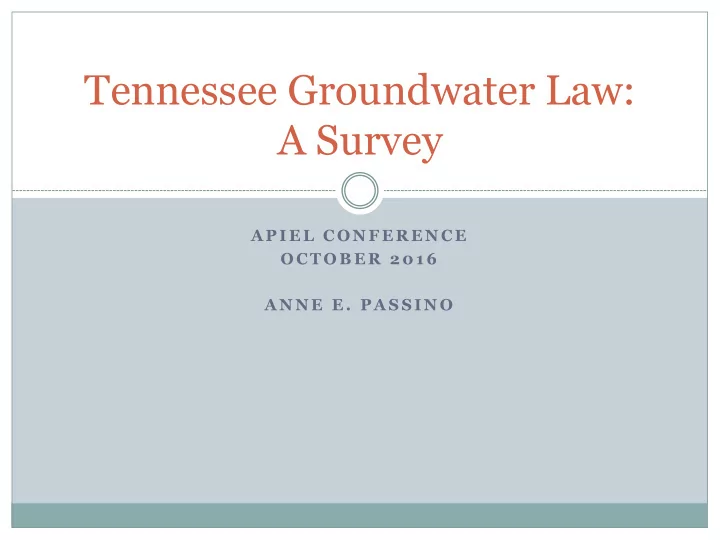 tennessee groundwater law