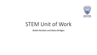 STEM Unit of Work  Bottle Rockets and Balsa Bridges  STEM  EM Unit of Work  rk  What we will cover