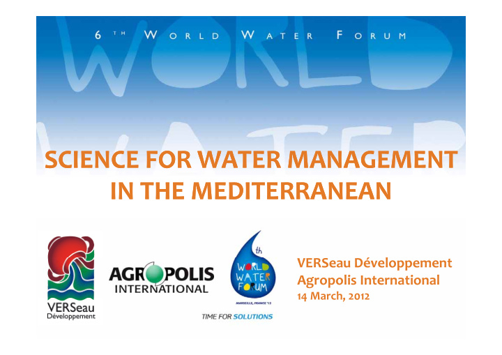 science for water management science for water management