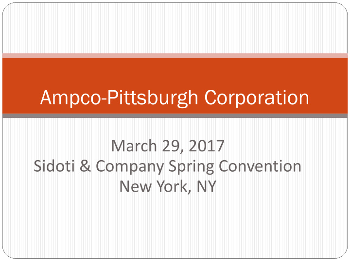 ampco pittsburgh corporation