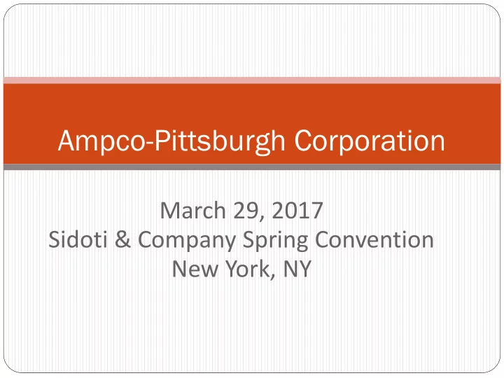 ampco pittsburgh corporation