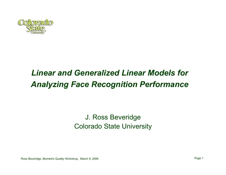 linear and generalized linear models for analyzing face
