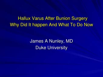 Hallux Varus After Bunion Surgery  Why Did It happen And What To Do Now  James A Nunley, MD  Duke