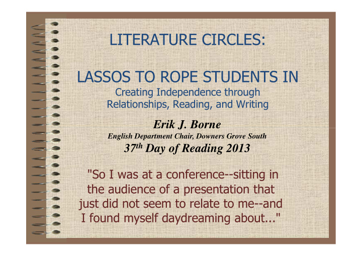 literature circles lassos to rope students in