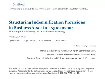 in Business Associate Agreements  Allocating and Transferring Risk in Healthcare Contracting