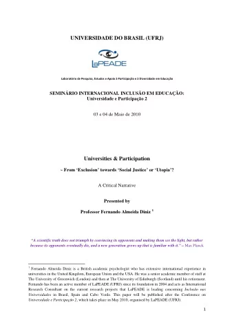 UNIVERSIDADE DO BRASIL (UFRJ) Laboratrio de Pesquisa, Estudos e Apoio  Participao e