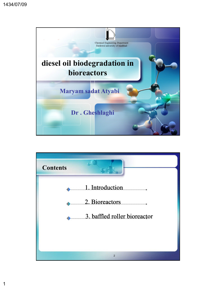 diesel oil biodegradation in bioreactors