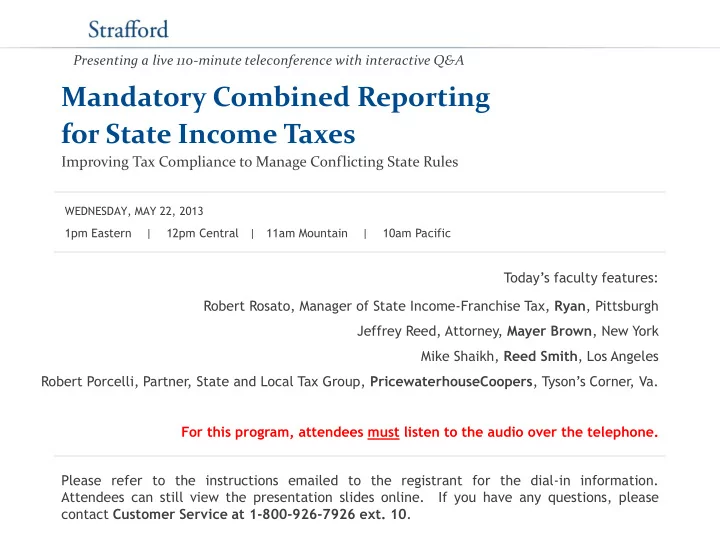 mandatory combined reporting for state income taxes