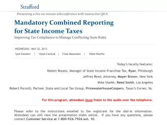 Mandatory Combined Reporting  for State Income Taxes  Improving Tax Compliance to Manage