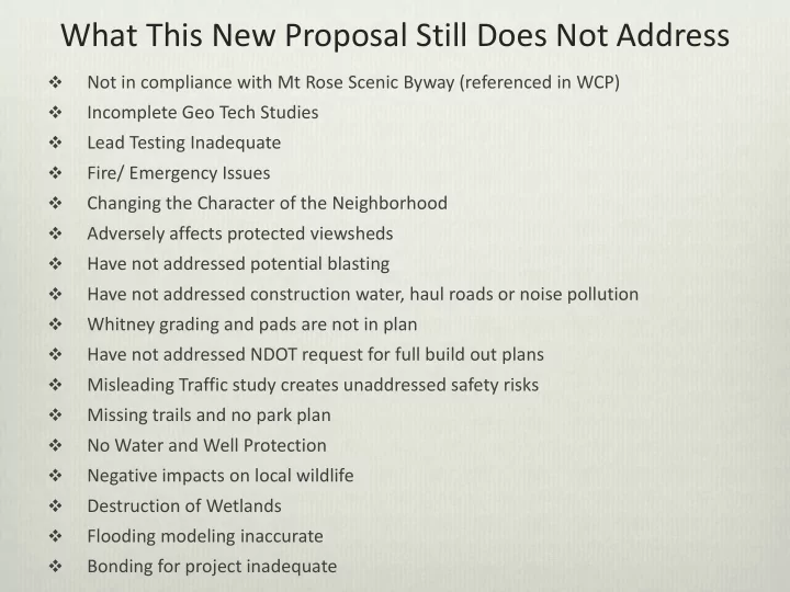 what this new proposal still does not address