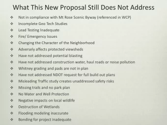 What This New Proposal Still Does Not Address    Not in compliance with Mt Rose Scenic Byway
