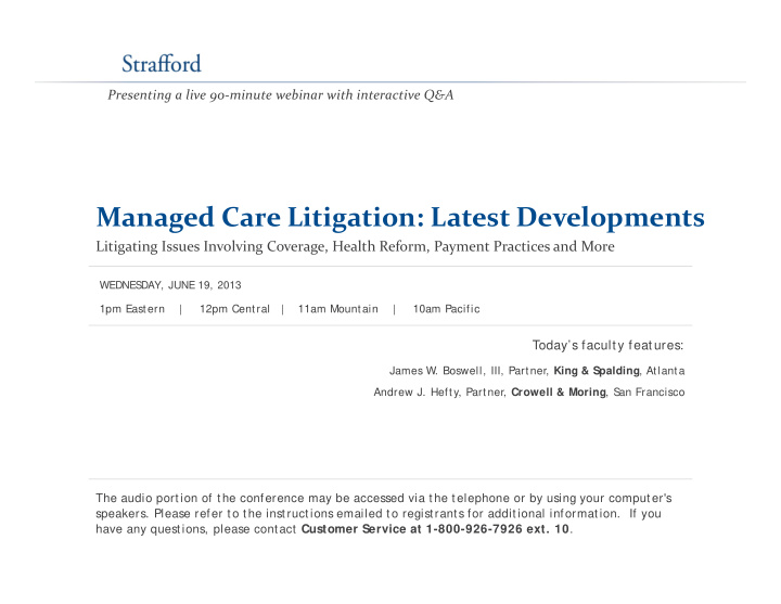 managed care litigation latest developments